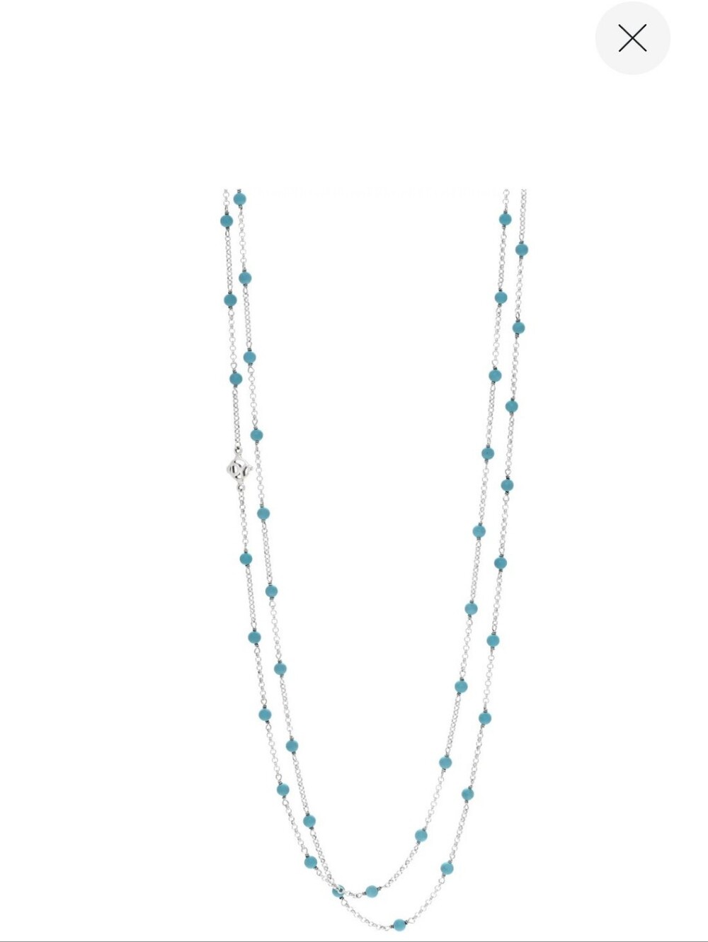 David Yurman Long Bead Sterling Silver Turquoises Station Necklace